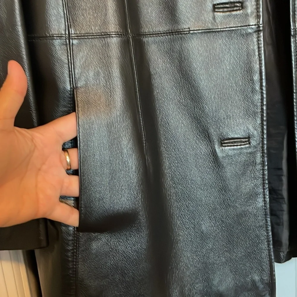 Women’s XL Worthington black leather coat/blazer-collar 3 button-front pockets - Picture 8 of 10